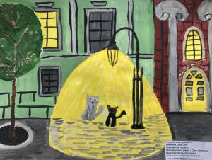 Петербург при свете фонарей рисунки