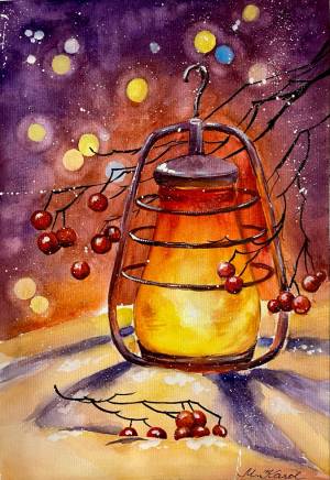 Фонарь акварелью