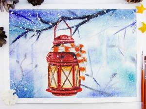 Фонарик акварелью