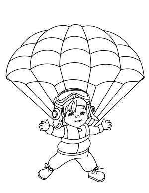 Раскраска Десантник с парашютом