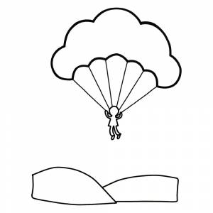 Раскраска Парашютист спускается вниз