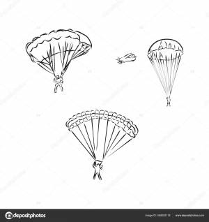 Парашютист Парашютом Ручной Рисунок Преобразуется Вектор Векторное изображение ©Elalalala