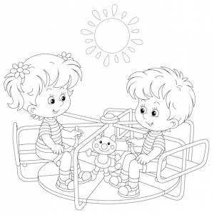 Раскраска дети играют Изображения