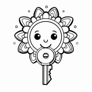 Ключевой держатель милый рисунок милый ангел плоская раскраска книга каваи линия искусства