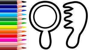 Раскраска для детей ЗЕРКАЛО и РАСЧЕСКА