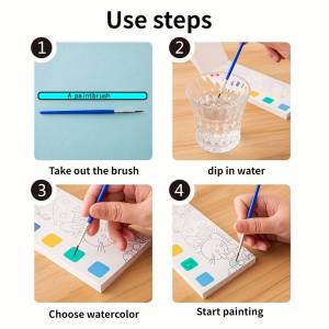 Новая детская книжка-раскраска для акварели, Студенческая книжка для раскраски и рисования, со встроенными акварельными цветными ручками, 12 страниц