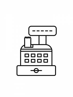 Раскраска Касса черно белая для девочек