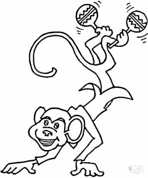 Раскраски Раскраска Обезьянка с маракассами Музыка колокольчик