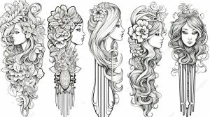 набор расчесок для раскраски волос для взрослых антистрессовые раскраски рисованной изолированные, гребень, расческа, щетка для волос фон картинки и Фото для й загрузки