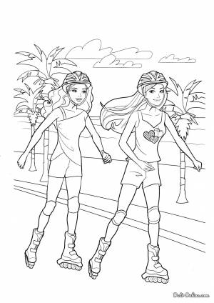 Раскраска Барби на роликах