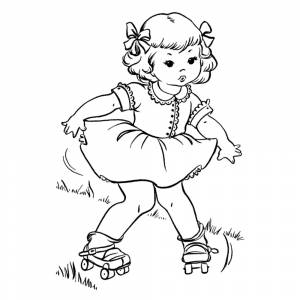 Раскраска Девочка на роликах