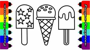 Рисуем Раскраски для малышей МОРОЖЕНОЕ Видео для детей