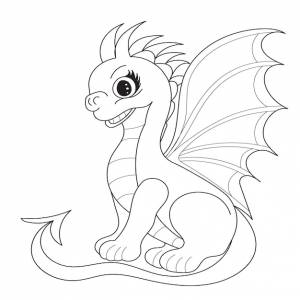 Дракон для детской книжки-раскраски