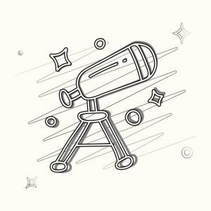 иллюстрированная иконка для телескопа с каракулями и звездами