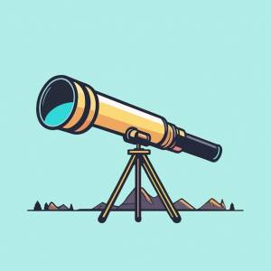 Плоский векторный дизайн инструмента телескопа естественных знаний и технологий для просмотра космического пространства