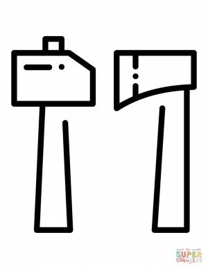 Раскраска Молот и топор