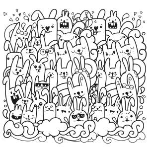 Раскраска Цветные зайчики