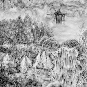 Рисунок карандашом Мельница 24х24см в интернет-магазине Ярмарка Мастеров по цене 1500 ₽