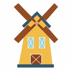 Изолированный элемент ветряной мельницы в мультяшном стиле ручной рисунок иконки фермы на белом фоне