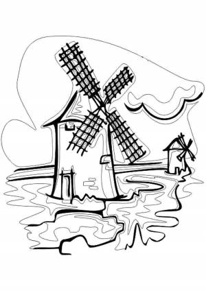 Мельница раскраска