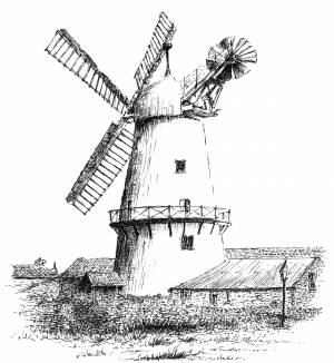 Мельница рисунок карандашом