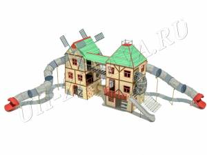 Сказочный Парк Мельница тип 2 со спуском из ПНД для детских и спортивных площадок