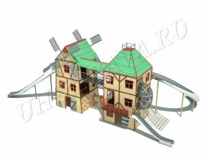 Сказочный Парк Мельница тип 2 со спуском из нержавеющей стали для детских и спортивных площадок