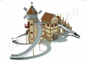 Сказочный Парк Мельница тип 1 со спуском из нержавеющей стали для детских и спортивных площадок