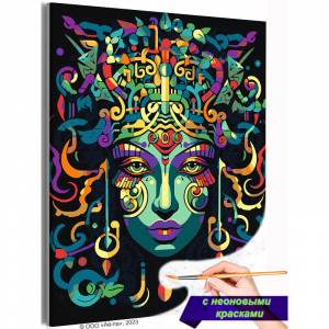 AAAA-NK600 Медуза Горгона Арт Портрет Люди Девушка Женщина Абстракция Эзотерика Яркая Стильная Раскраска картина по номерам на холсте с неоновой краской недорого