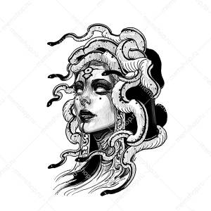 временное Переводное тату Медуза Горгона