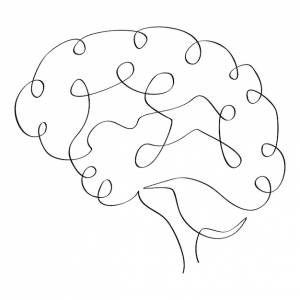Простой векторный рисунок человеческого мозга с одной линией непрерывного искусства
