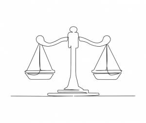 Непрерывный рисунок одной линии весов правосудия векторная иллюстрация весов