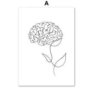 Минималистичный анатомический рисунок мозга, кишечника, сердца, ушей, легких, медицинские плакаты и принты, настенная живопись на холсте, доктор, подарок, декор для клиники