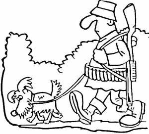 Раскраски охотник и лошадь