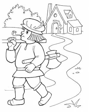 Раскраски охотник, Раскраска Охотник поймал волка Сказки