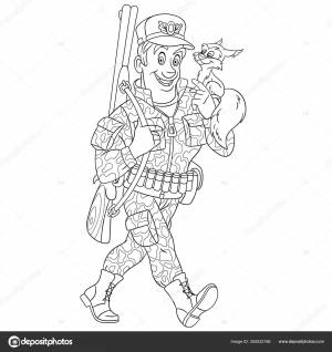 раскраски с лесничим охотником Векторное изображение ©Sybirko 305532186