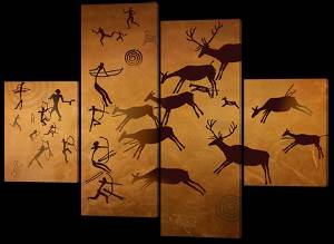 Модульная картина Наскальные рисунки охота