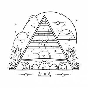 Эскиз ручной рисунок страницы раскраски пирамида