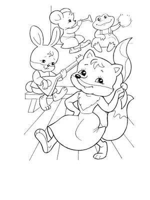 Раскраски Раскраска Танцы в теремке теремок детские