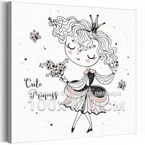 AAAA-C2242-100x100 Танец маленькой принцессы Девочка Для детей Детские Дети Для девочек 100х100 Раскраска картина по номерам на холсте недорого