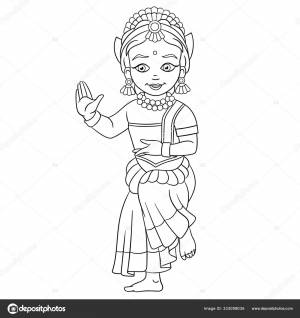 раскраски с индийской танцовщицей Векторное изображение ©Sybirko 333098036