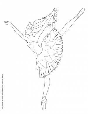 Раскраска Барби балерина в розовых пуантах
