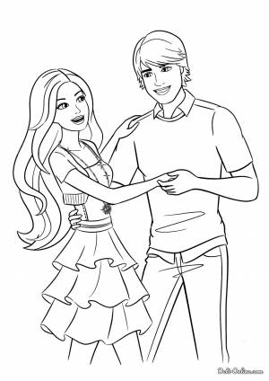 Раскраска Танец Барби и Кена
