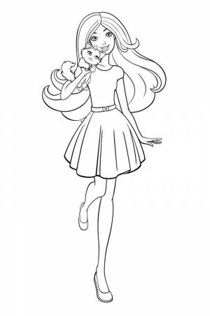 Раскраска Барби с любимчиком