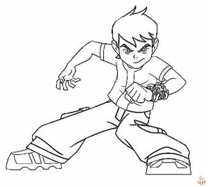 Забавные страницы для раскрашивания Бен 10