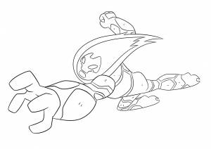 Раскраска Парящий Человек-огонь