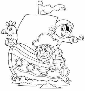 Раскраска Пираты на судне