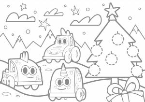 Раскраска Мокас Машинки