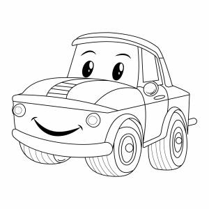 Раскраска Машинка с глазами и улыбкой