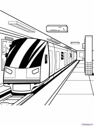 Раскраска поезд в метро